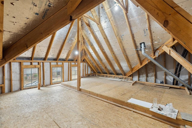 view of unfinished attic