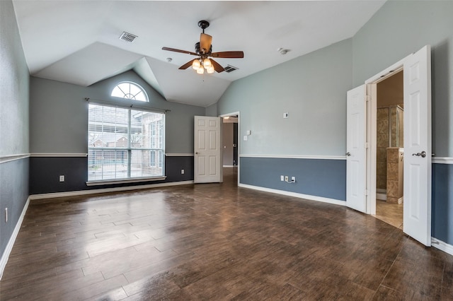 empty room with wood finished floors and visible vents