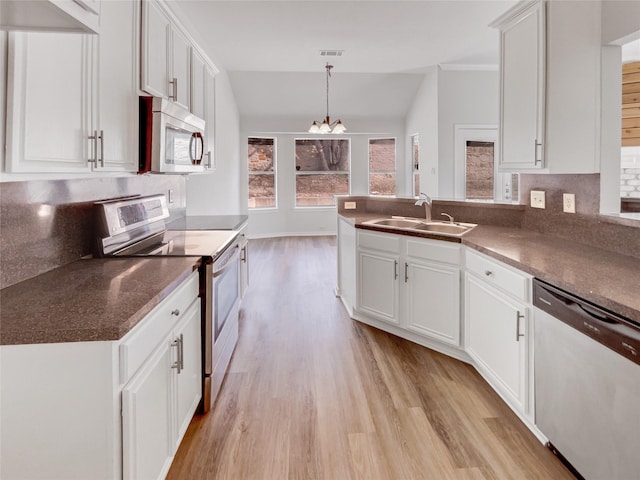 kitchen featuring a sink, white cabinets, and stainless steel appliances