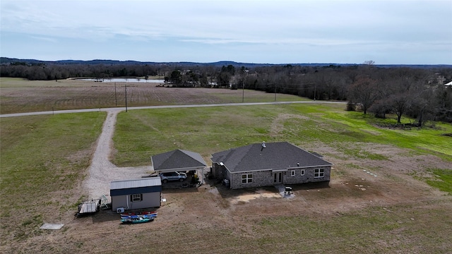 aerial view featuring a rural view