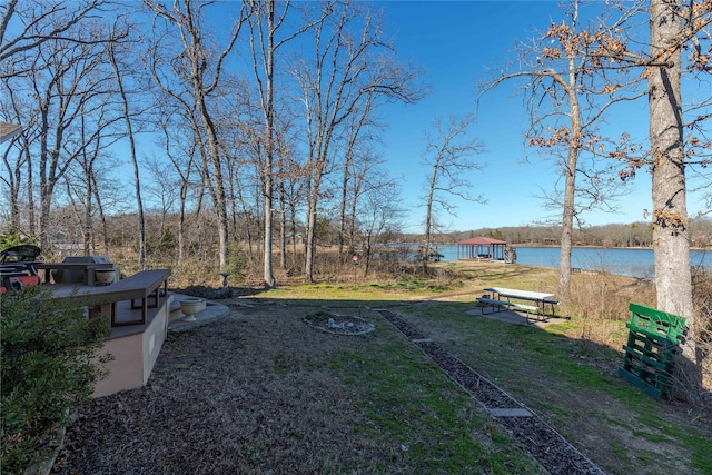 view of yard featuring a water view