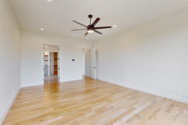 2005 Meadowlark Ct, Aledo, TX 76008 - spare room featuring light wood finished floors, a ceiling fan, recessed lighting, and baseboards