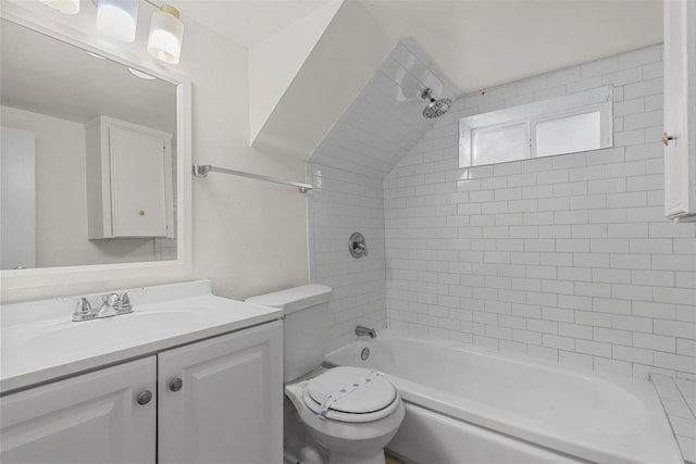 bathroom with vanity, toilet, and shower / bath combination