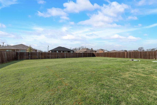 view of yard featuring a fenced backyard