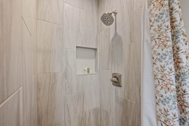 interior details with tiled shower