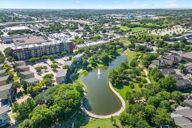 bird's eye view with a water view and a residential view