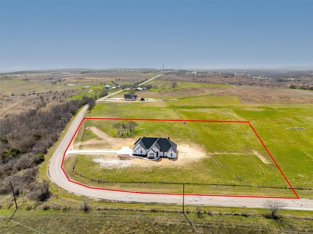 drone / aerial view with a rural view