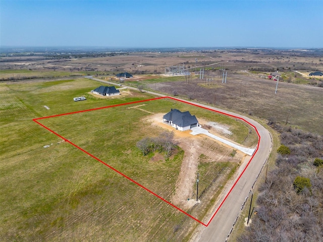 drone / aerial view featuring a rural view