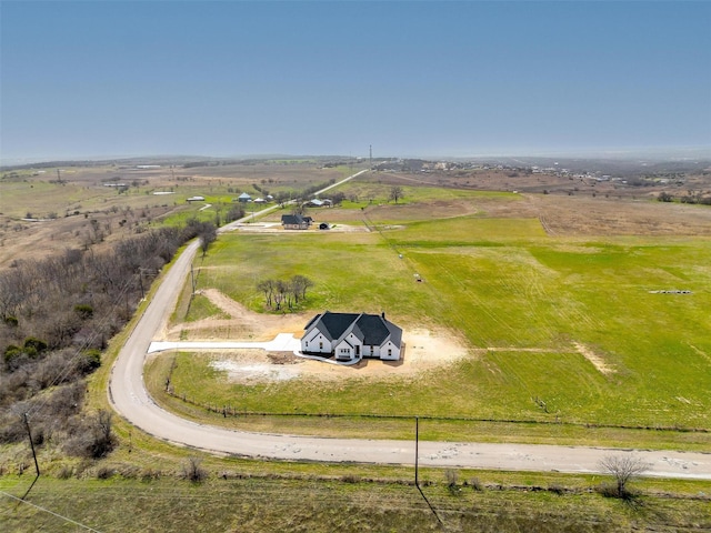 drone / aerial view with a rural view