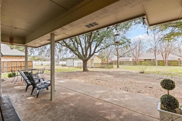 view of patio with outdoor dining area and a fenced backyard