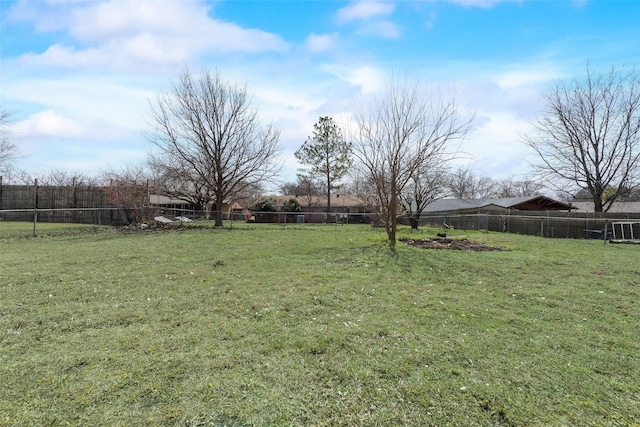 view of yard with a fenced backyard