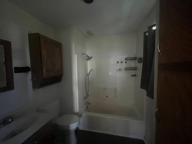 full bath with vanity, toilet, and shower / bathtub combination