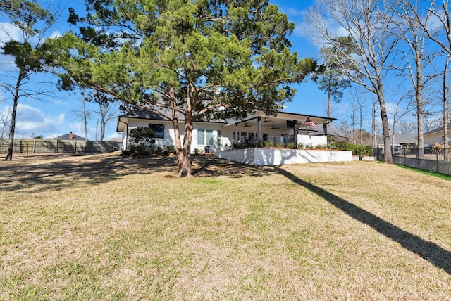 exterior space featuring ceiling fan, a patio, and fence