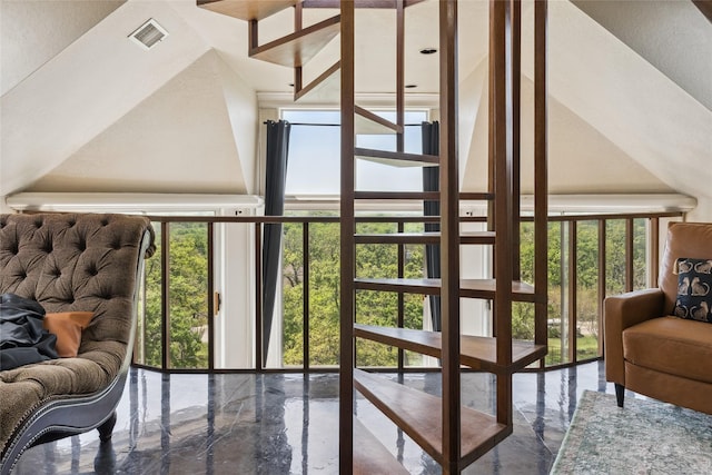 interior space with visible vents, plenty of natural light, and marble finish floor