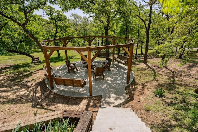 exterior space with a fire pit