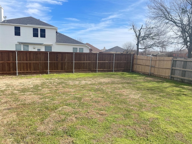 view of yard featuring a fenced backyard