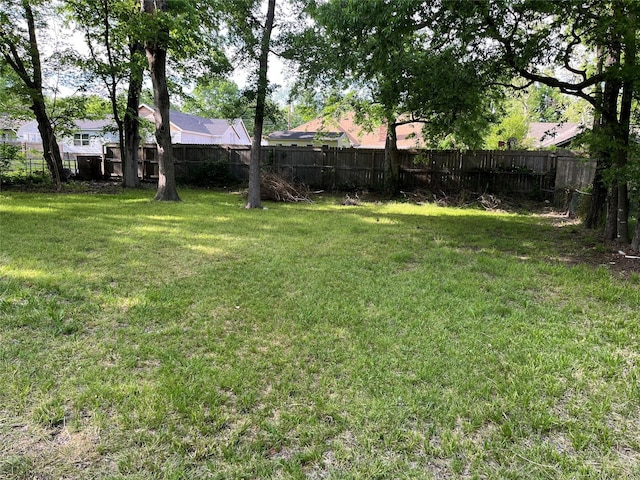 view of yard with a fenced backyard