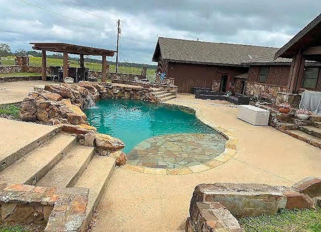 pool with a patio