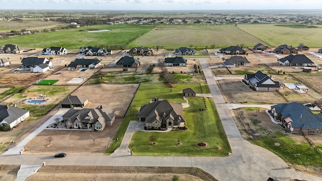 aerial view with a residential view and a rural view