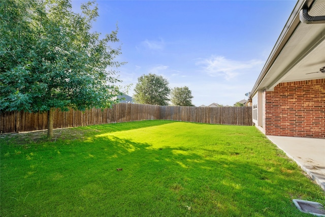 view of yard with a fenced backyard