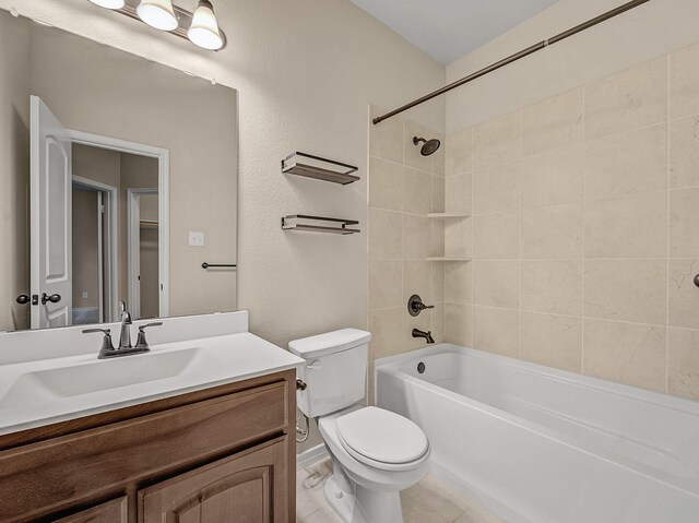 full bathroom with vanity, toilet, and shower / bathtub combination