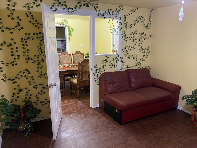 living area with wood finished floors