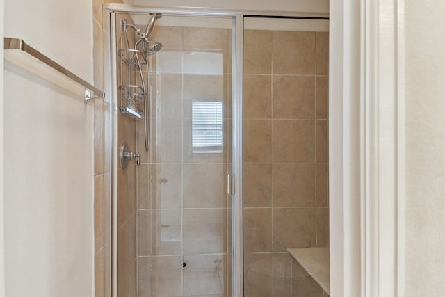 bathroom with a stall shower