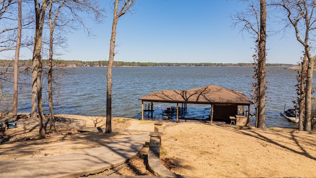 view of dock featuring a water view