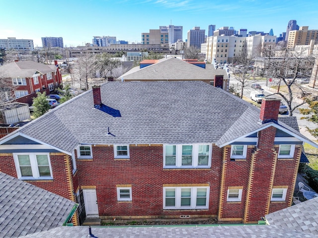 drone / aerial view with a city view