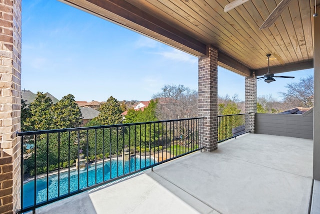 balcony with ceiling fan