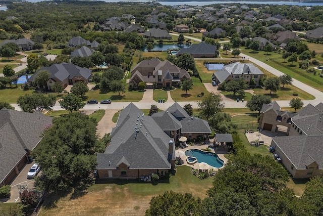 drone / aerial view with a residential view