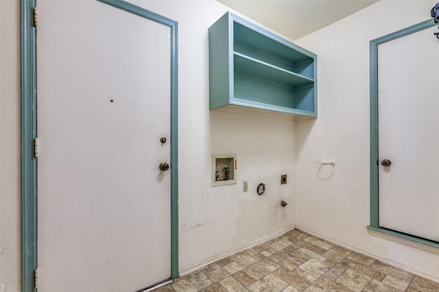 laundry room featuring hookup for a washing machine, gas dryer hookup, laundry area, electric dryer hookup, and stone finish flooring