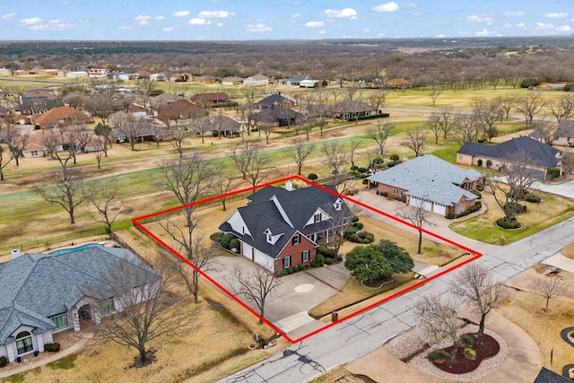 aerial view with a residential view