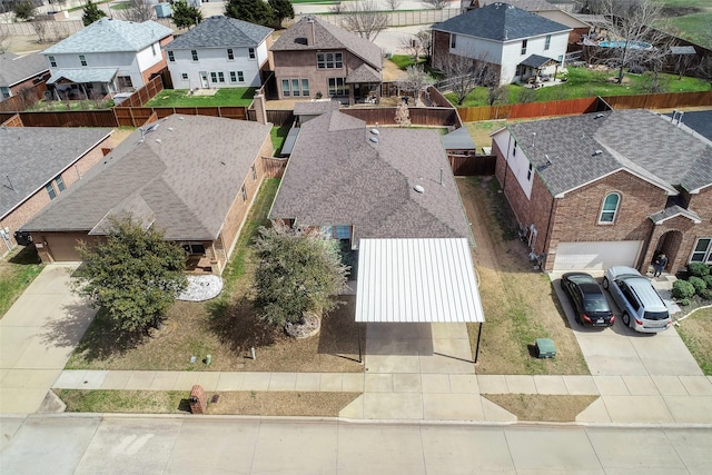 bird's eye view with a residential view