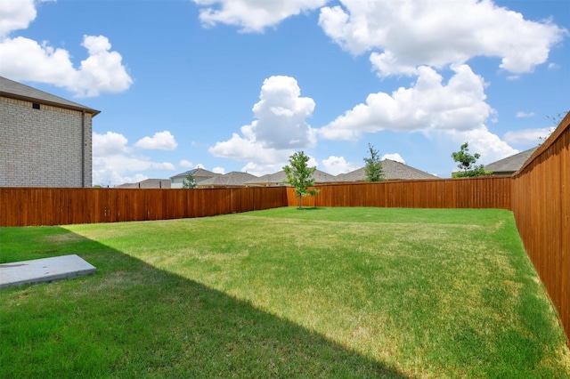 view of yard featuring a fenced backyard