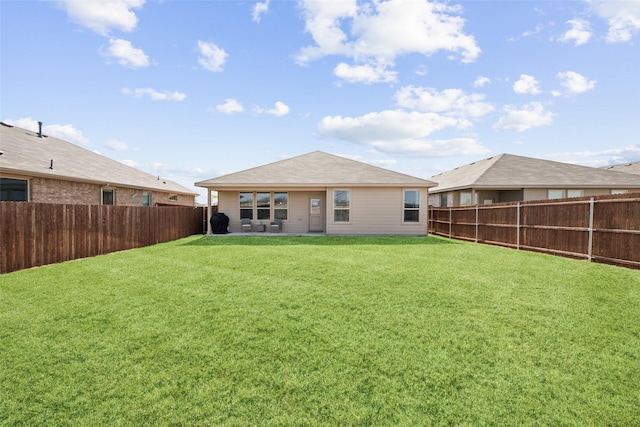 16032 Bronte Ln, Fort Worth, TX 76247 - rear view of house with a yard, a fenced backyard, and a patio area