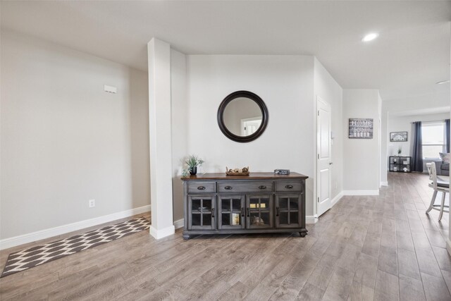 16032 Bronte Ln, Fort Worth, TX 76247 - corridor featuring recessed lighting, baseboards, and wood finished floors
