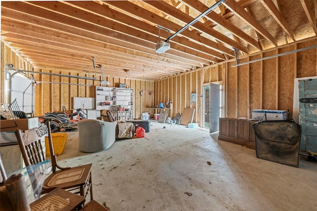 interior space with a garage door opener