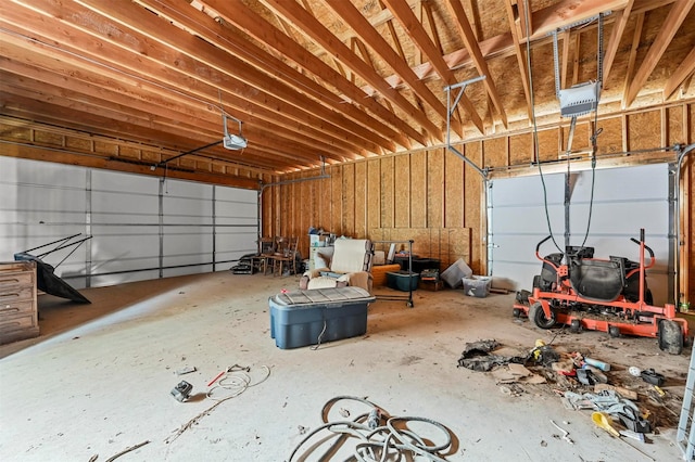 garage with a garage door opener