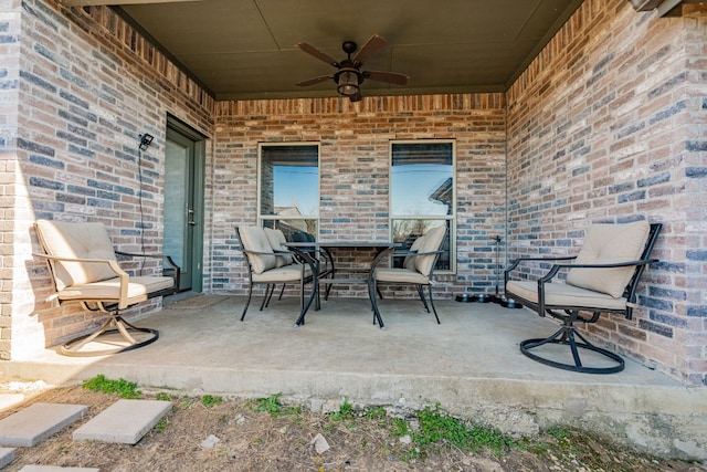 view of patio with a ceiling fan