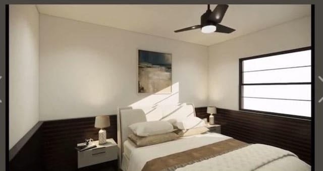 bedroom featuring a ceiling fan