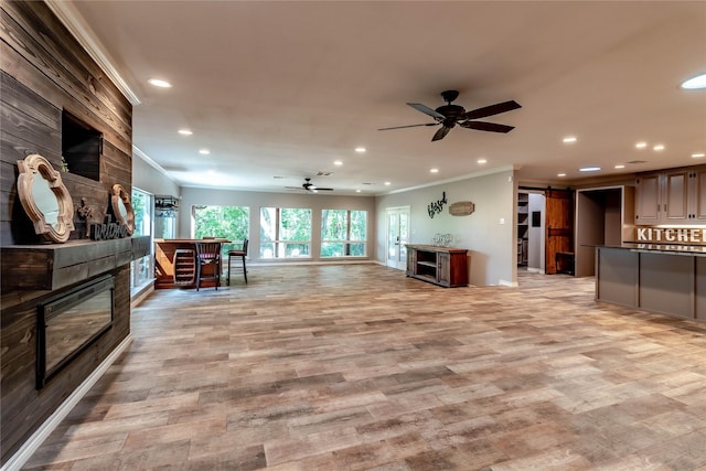 1809 Faulkner Dr, Rowlett, TX 75088 - living room with a large fireplace, ornamental molding, and recessed lighting