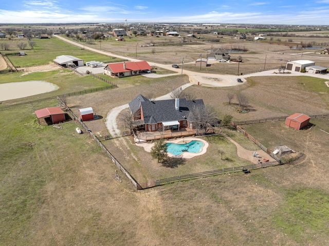 aerial view with a rural view