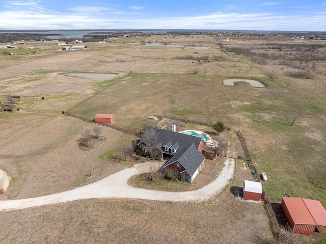 drone / aerial view featuring a rural view