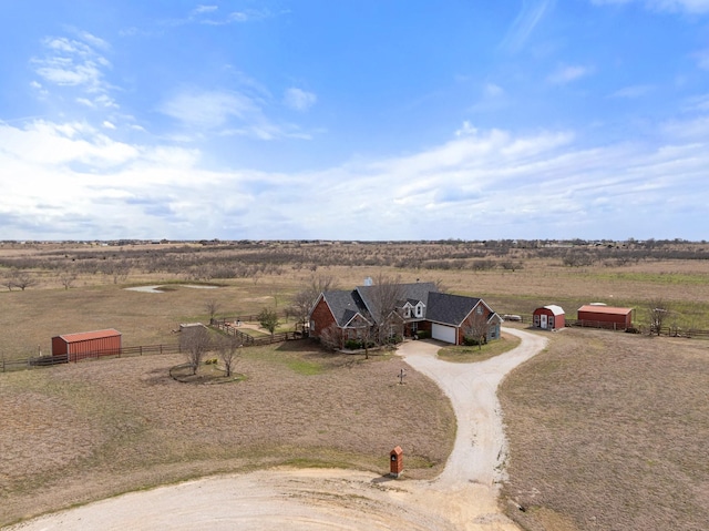 bird's eye view featuring a rural view