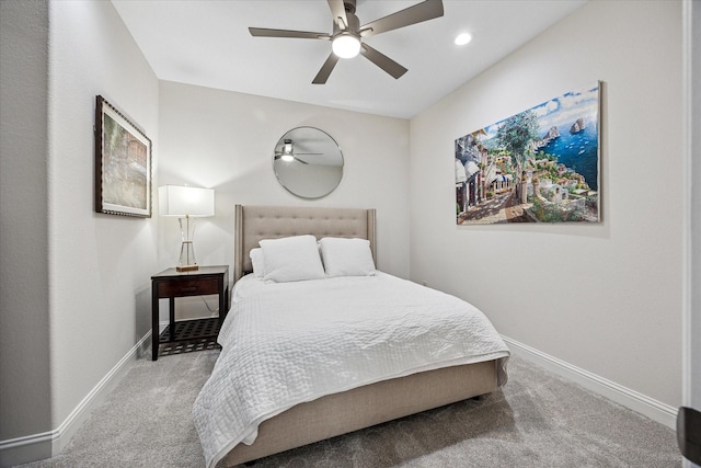 7917 Parkwood Blvd, Plano, TX 75024 - carpeted bedroom featuring baseboards, a ceiling fan, and recessed lighting