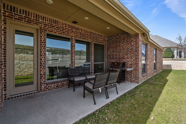 view of patio with area for grilling