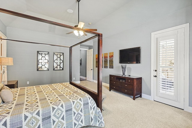 7300 Mitchell Ct, Lantana, TX 76226 - bedroom featuring carpet, baseboards, a ceiling fan, and access to outside
