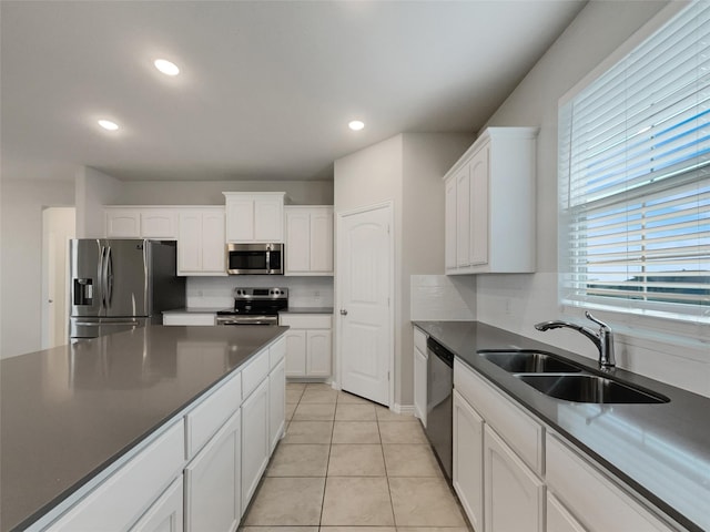 kitchen featuring a sink, white cabinetry, and stainless steel appliances