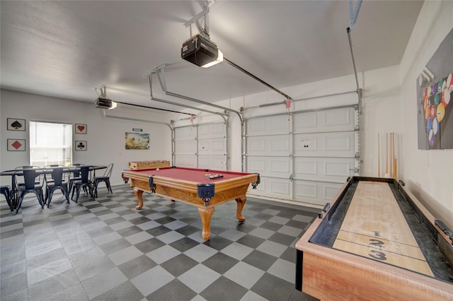 interior space featuring billiards and a garage